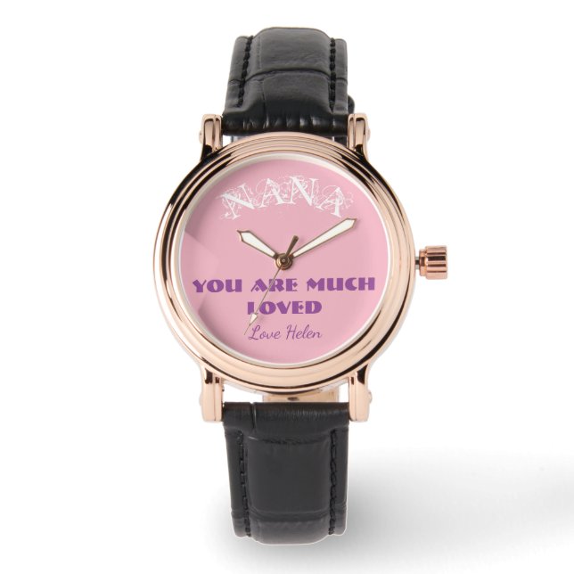 Nana Personalised Name Gift For Grandma Watch (Front)