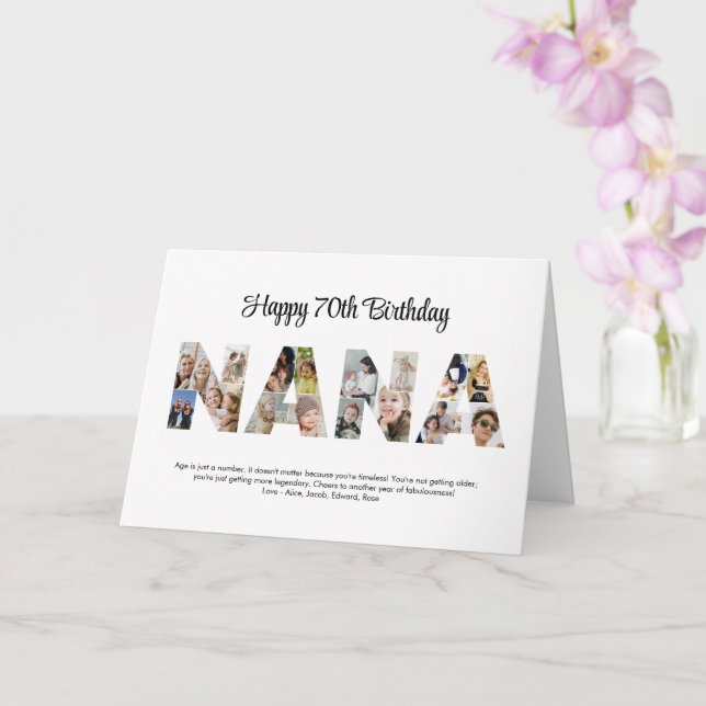 Nana Photo Collage Letter Cutout Grandma Birthday Card (Orchid)