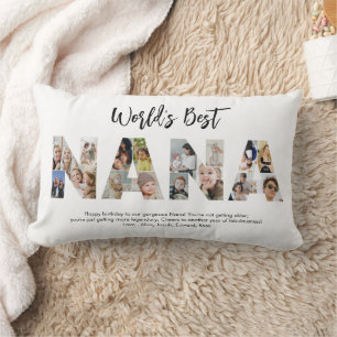Nana Photo Collage Letter Cutout Grandma Birthday Lumbar Cushion