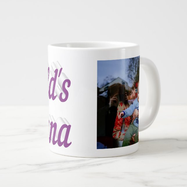 Nana Photo purple text  Mothers Day Large Coffee Mug (Front Right)