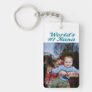 Nana photo sky blue text key ring