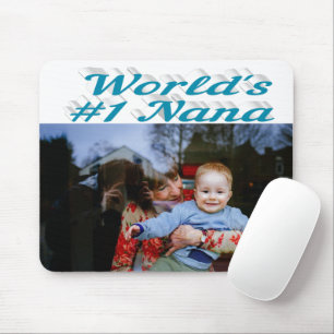 Nana photo sky blue text   mouse mat