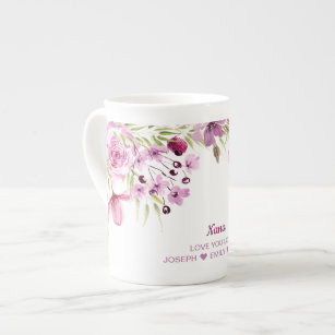 Nana Pink and Purple Floral Bone China Mug