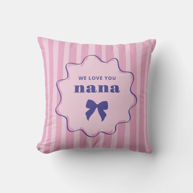 Nana | Pink Stripes with Wavy Frame and Chic Bow Cushion (Front)