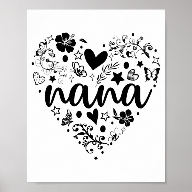 Nana Posters, Nana Heart, Nana Poster, Grandma Poster (Front)