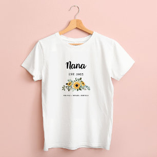Nana Pretty Rustic Sunflower and Names T-Shirt