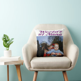 Nana purple text photo cushion