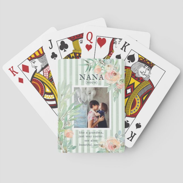 Nana | Quote & Photo Beautiful Floral Playing Cards (Back)