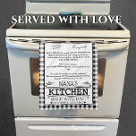 Nana  Recipe Black White Farmhouse Buffalo Plaid Tea Towel<br><div class="desc">Nana's Kitchen Quote with name, black, and white, buffalo plaid, chequered, template kitchen, DIY recipe towel. Add your grandma's, grandmother's, or mum's recipe. Create the perfect keepsake, a memorable gift for Nana or the other for family reunions, family traditions, birthdays, or chef baker gift ideas. Message us for your design...</div>
