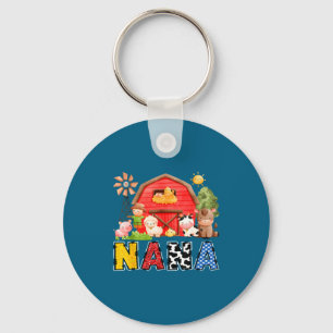 Nana Red Farm Cow Birthday Boy Matching Family Par Key Ring