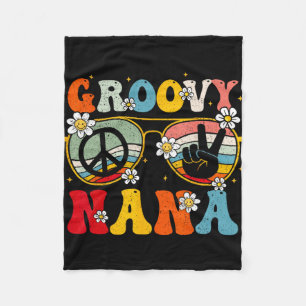 Nana Retro Matching Family 70s Grandma Mothers Day Fleece Blanket