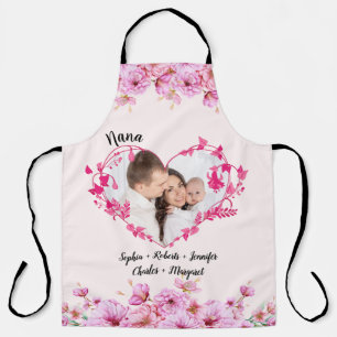 Nana Rose flower heart   Custom Grandkids Photo Apron
