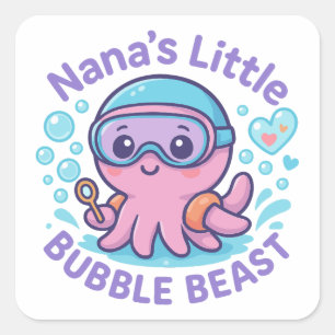 Nana’s Little Bubble Beast Cute Octopus Square Sticker