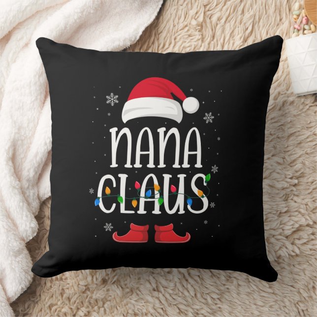 Nana Santa Claus Hat With Xmas Light Christmas  Cushion (Blanket)