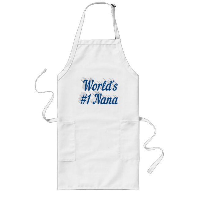 Nana sea blue text Mothers Day Long Apron (Front)