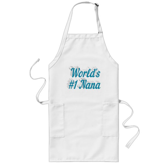 Nana sky blue text long apron (Front)