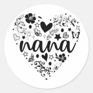 Nana Stickers, Nana Heart, Nana Sticker, Grandma Classic Round Sticker