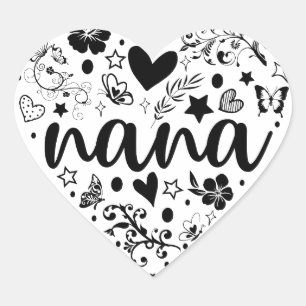 Nana Stickers, Nana Heart, Nana Sticker, Grandma Heart Sticker