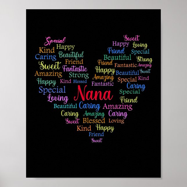 Nana Strong Beautiful Caring Family Mother's Day Poster (Front)