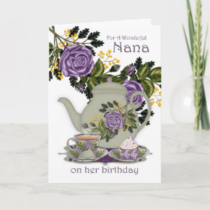 Nana Tea And Cupcake Birthday Card