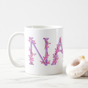 Nana text orchid purple pink art painting mug