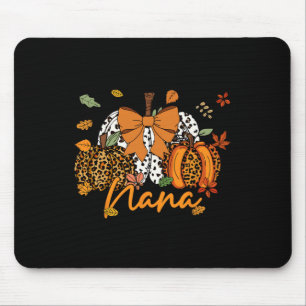 Nana Thanksgiving Leopard Pumpkin Coquette Bow Mum Mouse Mat