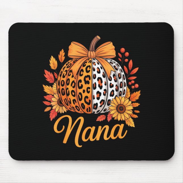 Nana Thanksgiving Leopard Pumpkin Sunflower Coquet Mouse Mat (Front)