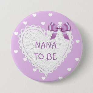 Nana to be purple hearts Baby Shower Button