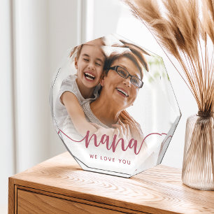 Nana We Love You   Grandma Script Overlay Photo Block