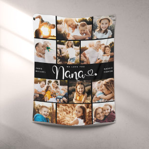 Nana We Love you Hearts Modern Photo Collage Fleec Fleece Blanket