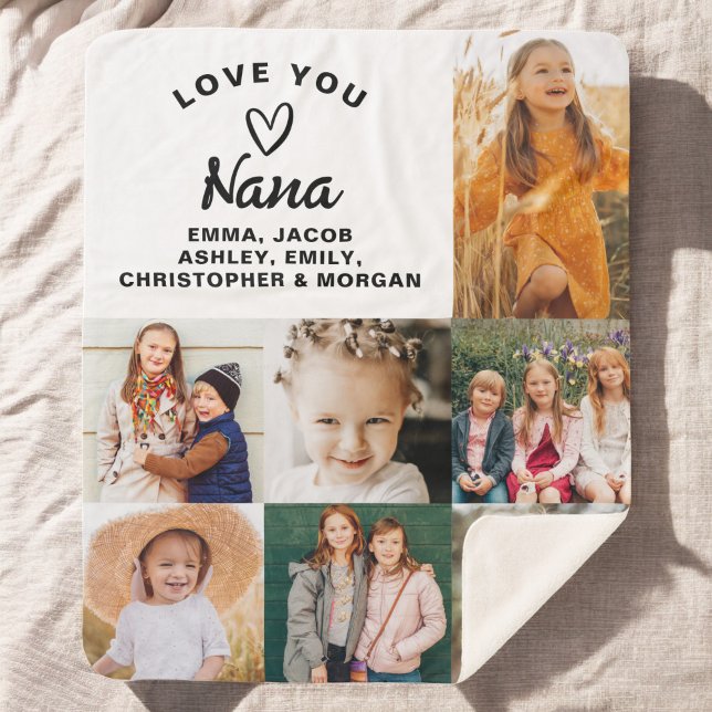 Nana We Love you Hearts Modern Photo Collage Sherpa Blanket (Creator Uploaded)