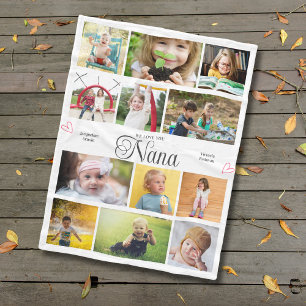 Nana We Love You Personalised Hearts Fleece Blanket