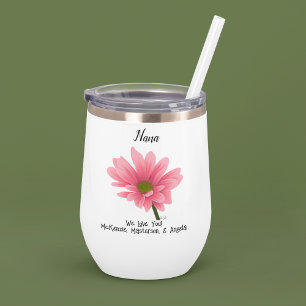 Nana We Love You Pink Flower Water Bottle