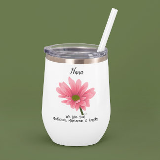 Nana We Love You Pink Flower Water Bottle