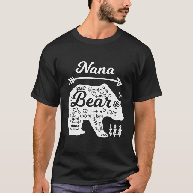 Nana Words Of Love Bear With Doodle S Grandma T-Shirt (Front)