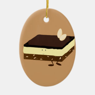Nanaimo bar smiling ceramic tree decoration