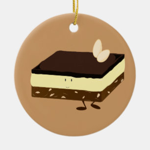 Nanaimo bar smiling ceramic tree decoration