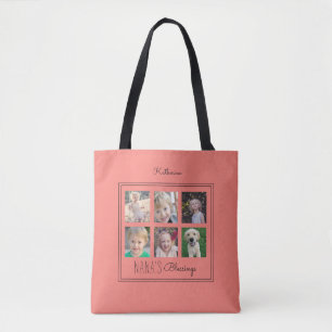 Nana's Blessings Photo Collage Coral Tote Bag