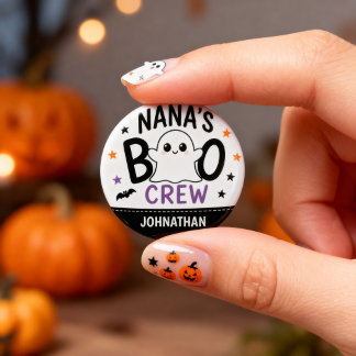 Nana's Boo Crew 1 Grandchild Name Halloween Ghost 3 Cm Round Badge
