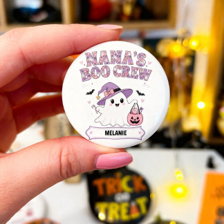 Nana's Boo Crew 1 Grandchild Name Halloween Ghost 3 Cm Round Badge