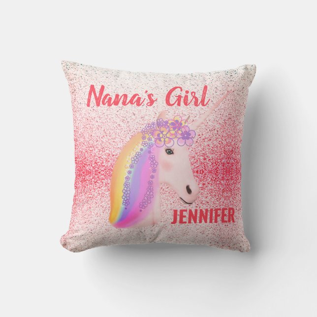 Nanas Girl Pink Girly Speckles Personalised Cushion (Front)