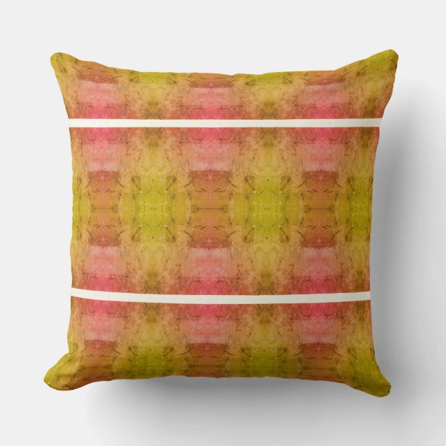 Nana's Hearts Throw Pillow (Pink & Yellow) (Front)