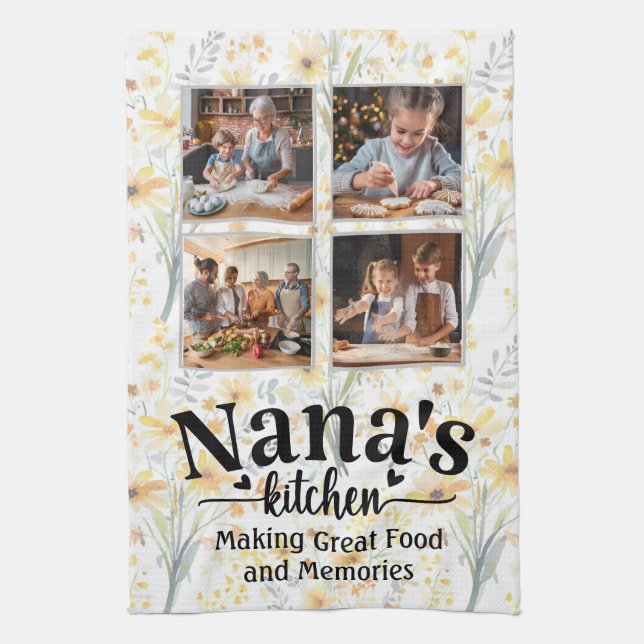 Nana's kitchen custom photos tea towel (Vertical)