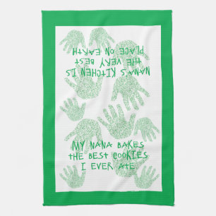 Nana's kitchen Green Grandmother gift Tea Towel