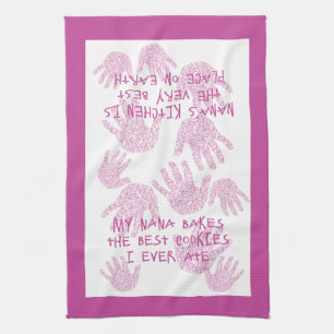 Nana's kitchen Orchid Purple Grandmother gift Tea Towel