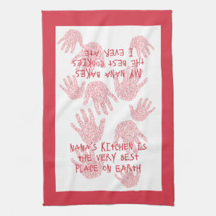 Nana's kitchen Red Grandmother gift Tea Towel