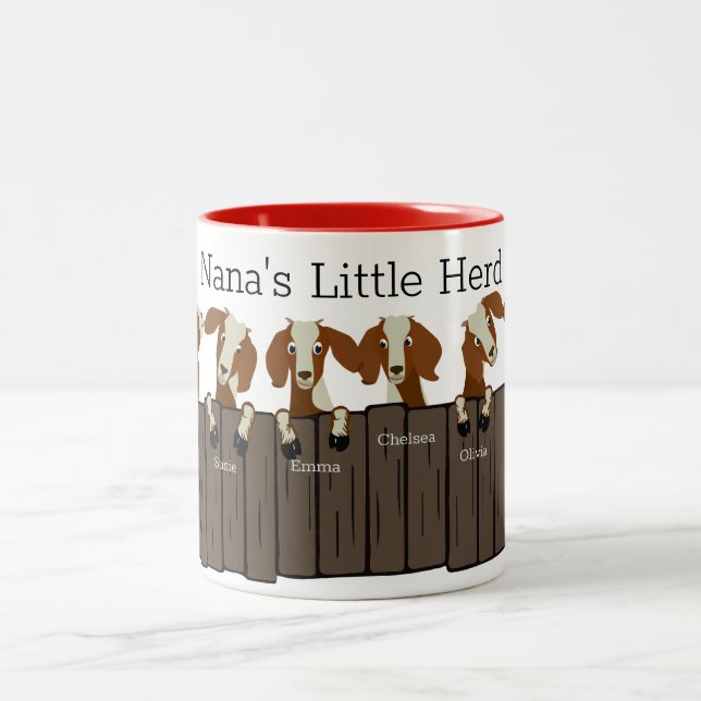 Nanas Little Herd of 6 Goats Two-Tone Coffee Mug (Center)