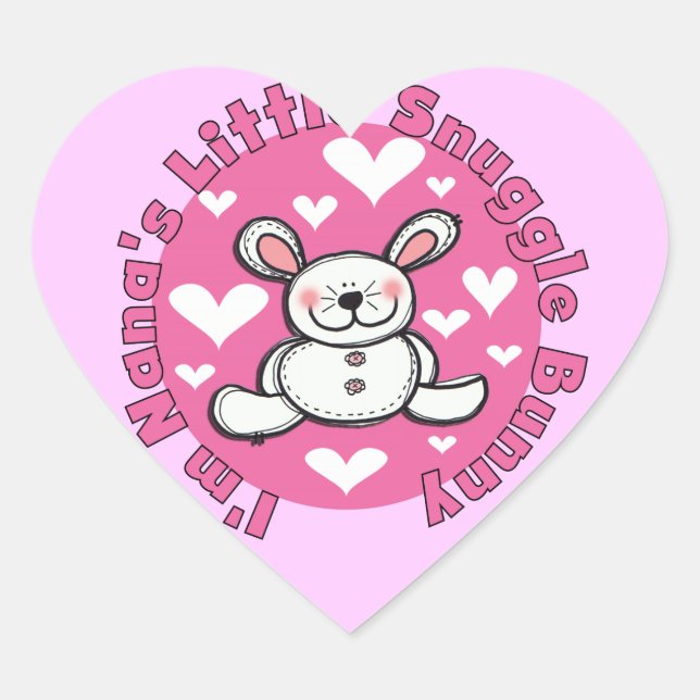Nana's Little Snuggle Bunny Heart Sticker (Front)