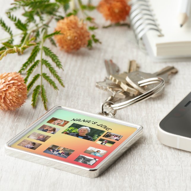 Nana's Portrait 10 photos Green, Orange, Yellow  Key Ring (Side)