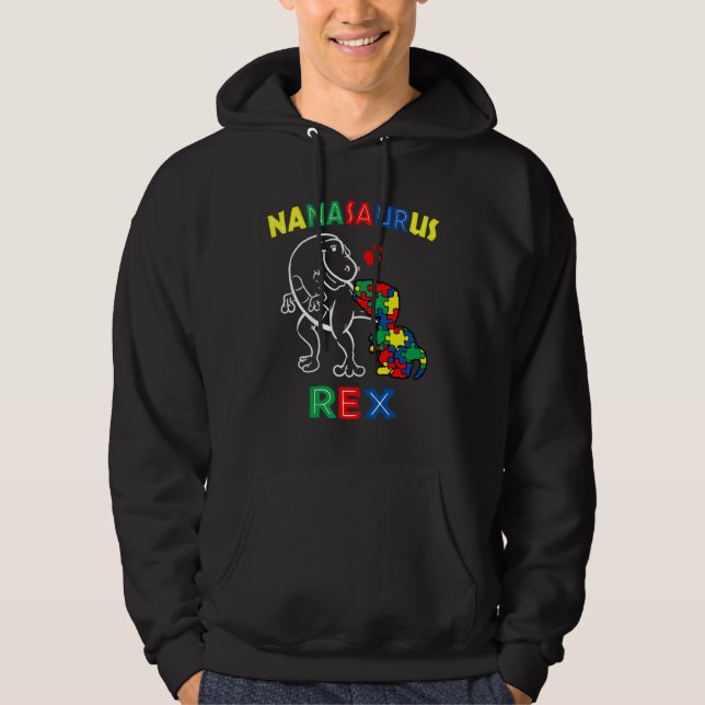 Nanasaurus Autism Awareness Nina Dinosaur Grandmot Hoodie (Front)